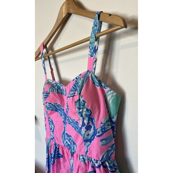 Lily Pulitzer Pink Blue Shell Sleeveless Sweetheart Mini Dress Size 2 - Picture 2 of 11